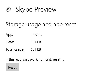 how to reset skype settings windows 10