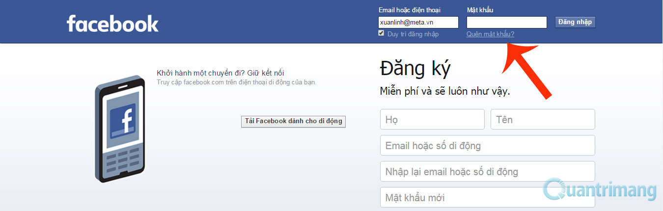 Instructions to retrieve Facebook password Picture 3