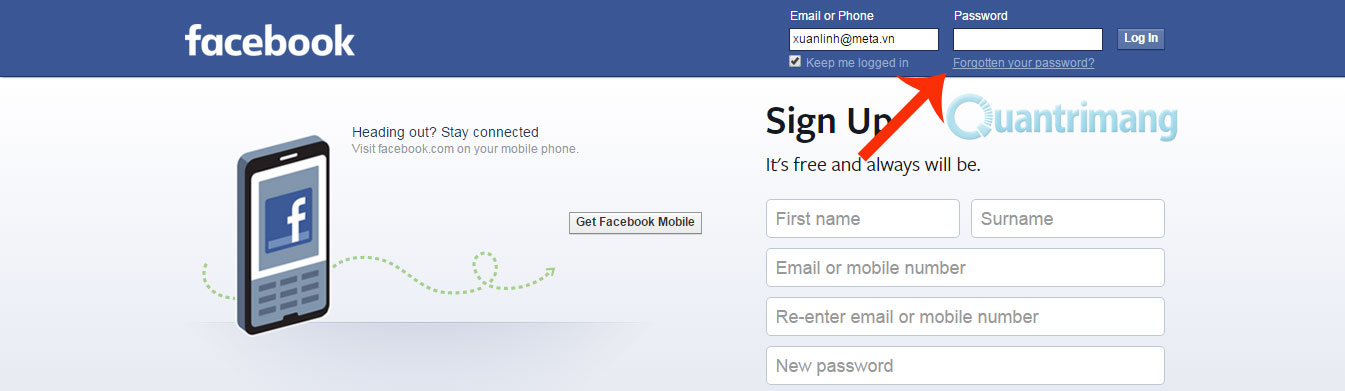 Instructions to retrieve Facebook password Picture 4