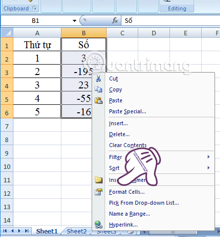 Instructions to stamp negative numbers in Excel Picture 4