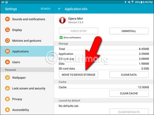 Instructions to transfer applications from memory to SD memory card on Android device Picture 8
