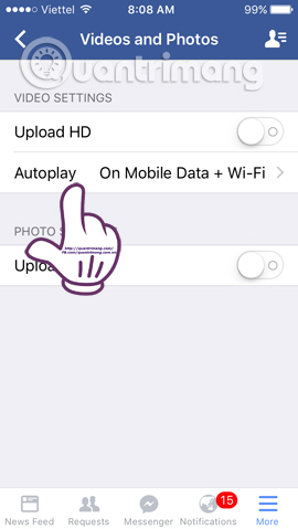Instructions to turn off AutoPlay Video feature on Facebook Picture 6