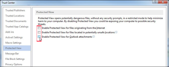 Instructions to turn off Protected View feature in Office 2013 Picture 6