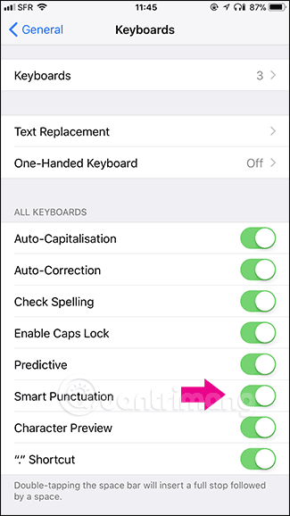 Instructions to turn off Smart Punctuation on iPhone and iPad Picture 4