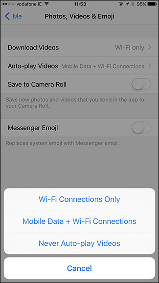 Instructions to turn off the feature to automatically run videos on Facebook Messenger Picture 4