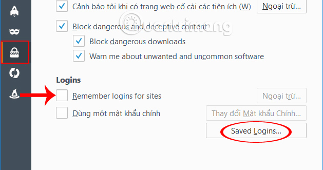 Instructions to turn off the proposal to save passwords on the Web browser Picture 9