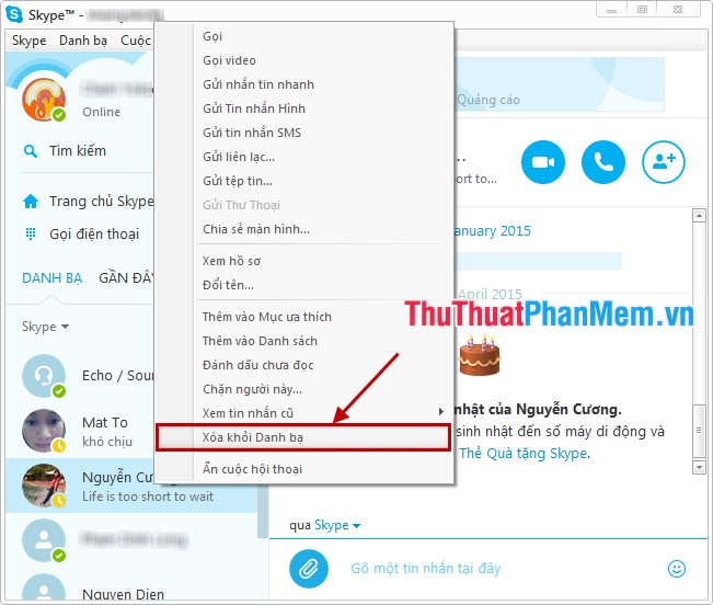 Instructions to unfriend and block users on Skype Picture 2