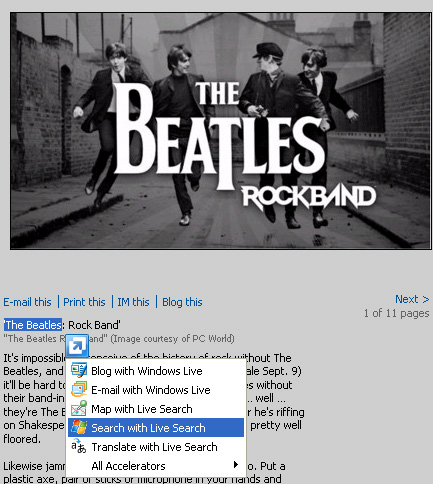 Introducing the acceleration feature of Internet Explorer 8 Picture 2