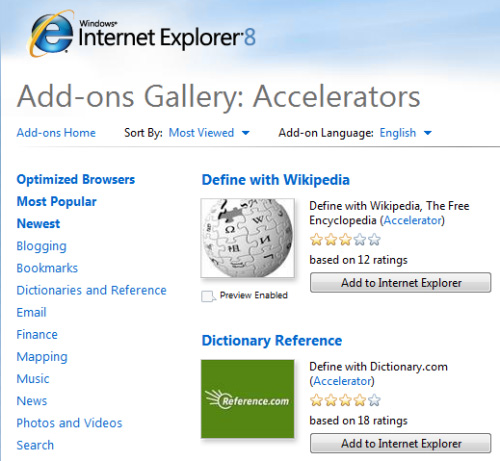 Introducing the acceleration feature of Internet Explorer 8 Picture 4