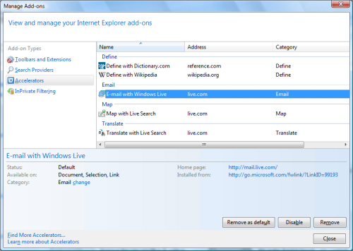 Introducing the acceleration feature of Internet Explorer 8 Picture 5