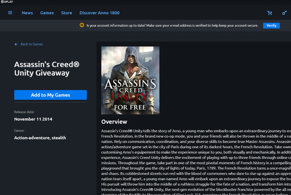 Invite Assassin's Creed: Unity, AAA blockbuster game to be free on Uplay Picture 6