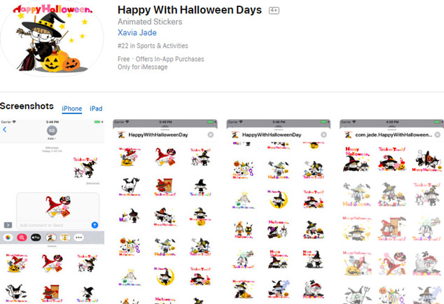 Invite to download 10 Halloween sticker packages for iMessage, being free Picture 4