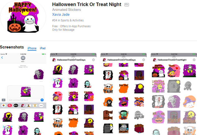 Invite to download 10 Halloween sticker packages for iMessage, being free Picture 5