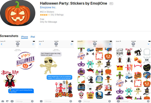 Invite to download 10 Halloween sticker packages for iMessage, being free Picture 8