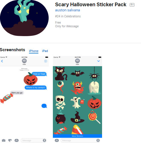 Invite to download 10 Halloween sticker packages for iMessage, being free Picture 9