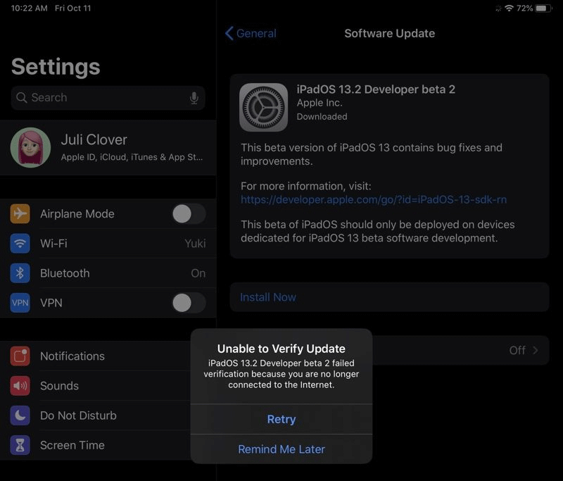 iOS 13.2 Beta 2 turns some iPad models into bricks, updates are not available Picture 1