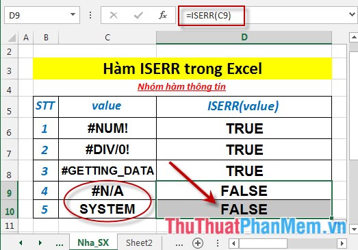 ISERR function - Function returns True if the value is any error except # N / A error in Excel Picture 6