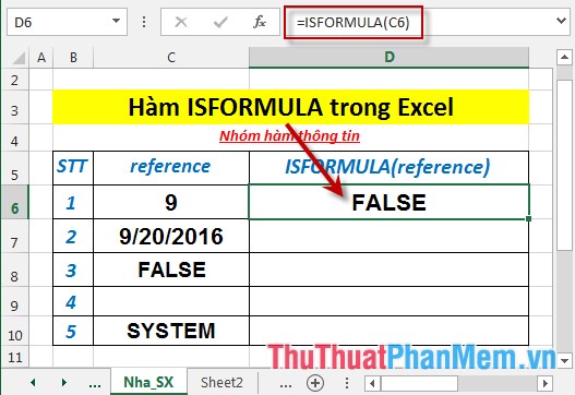 ISFORMULA function - The function returns True if that cell refers to a cell containing a formula in Excel Picture 4