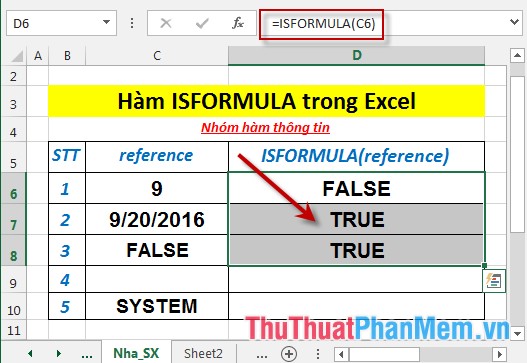 ISFORMULA function - The function returns True if that cell refers to a cell containing a formula in Excel Picture 5