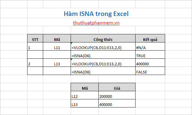 ISNA function in Excel Picture 3