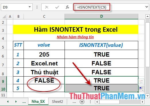ISNONTEXT function - The function returns True if the value is not a text value in Excel Picture 6