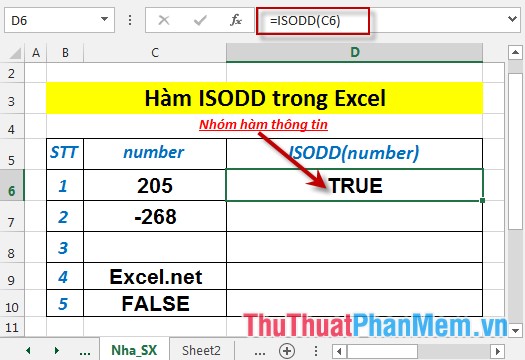 ISODD function - The function returns True if the value is an odd number in Excel Picture 4