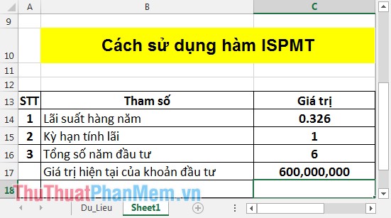 ISPMT function - The function that calculates interest for a specified period in Excel Picture 1