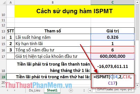 ISPMT function - The function that calculates interest for a specified period in Excel Picture 4