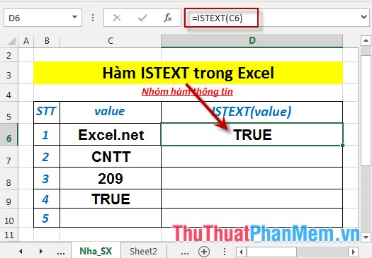 ISTEXT function - Function returns True value if that value is text in Excel Picture 4