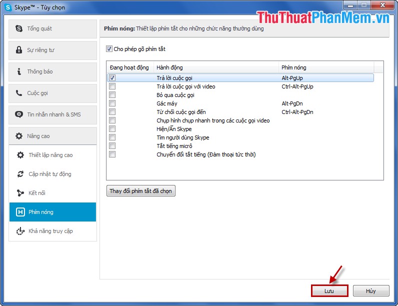 Keyboard shortcuts when using Skype - TipsMake.com