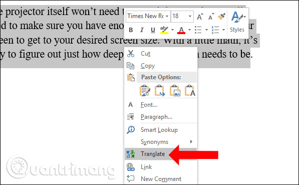Language translation on Word 2019 Picture 7
