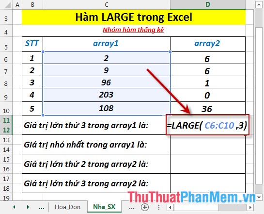 LARGE function - The function returns the kth largest value in a dataset in Excel Picture 3