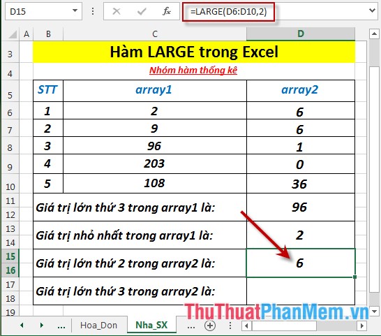 LARGE function - The function returns the kth largest value in a dataset in Excel Picture 7