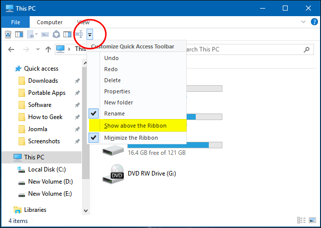 Learn about the Quick Access Toolbar on Windows 10 Picture 3