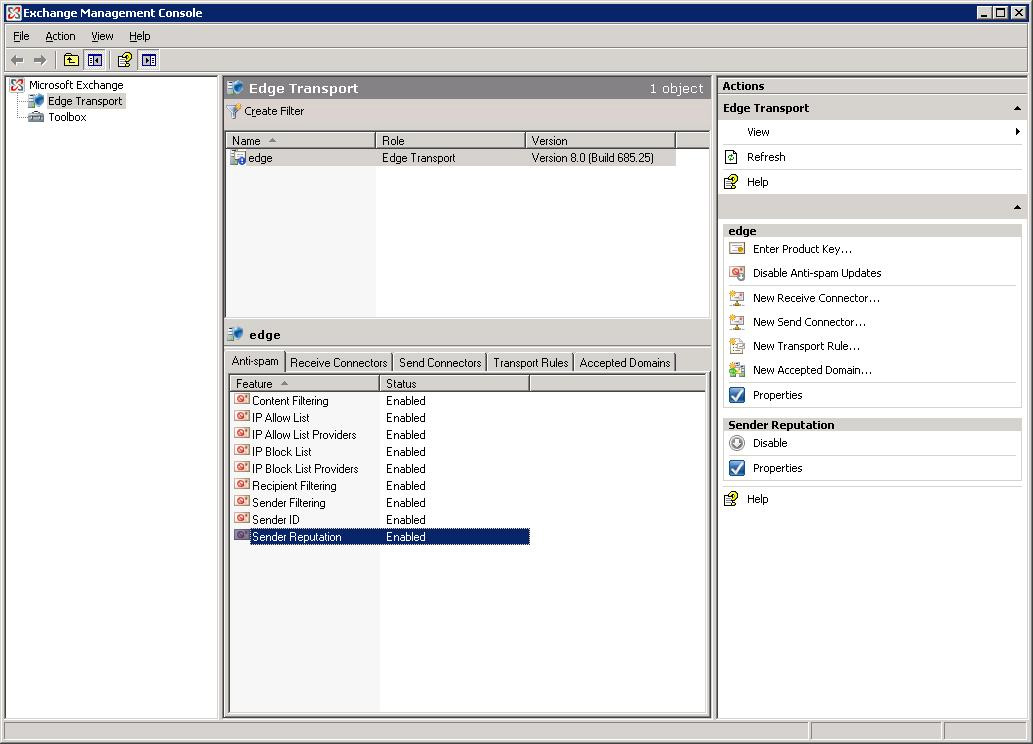 Limit Spam with the Sender Reputation in Exchange 2007 Picture 1