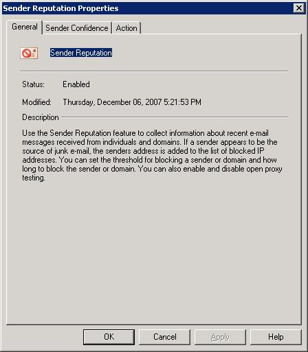 Limit Spam with the Sender Reputation in Exchange 2007 Picture 2
