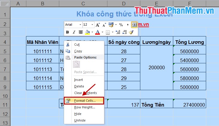 Lock cells with formulas in Excel - Lock and protect cells containing formulas in Excel Picture 1