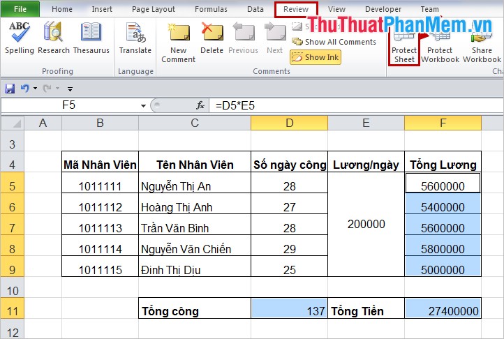 Lock cells with formulas in Excel - Lock and protect cells containing formulas in Excel Picture 7