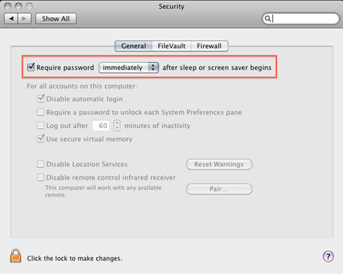 Lock Mac OS X screen when needed