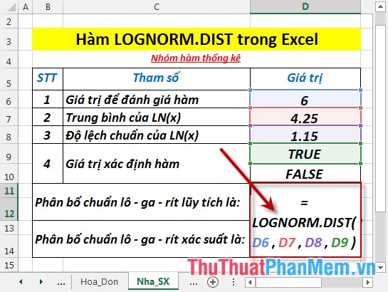 LOGNORM.DIST - Function returns the logarithmic distribution of x in Excel Picture 3