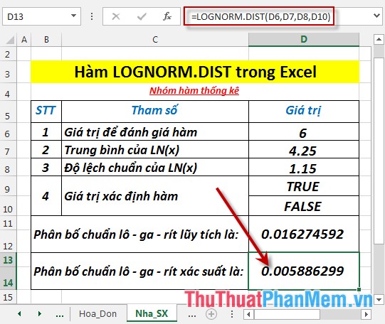 LOGNORM.DIST - Function returns the logarithmic distribution of x in Excel Picture 6