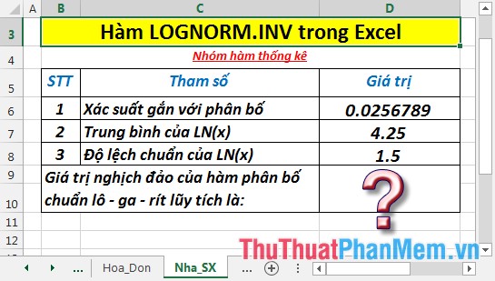 LOGNORM.INV function - The function returns the inverse of the logarithmic distribution of x in Excel Picture 2