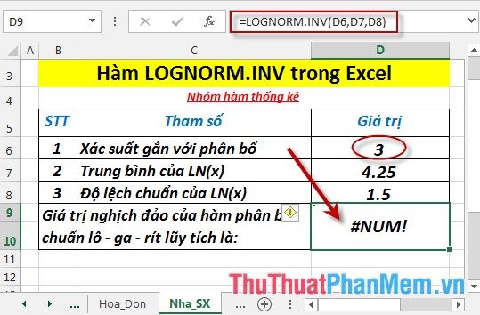 LOGNORM.INV function - The function returns the inverse of the logarithmic distribution of x in Excel Picture 5