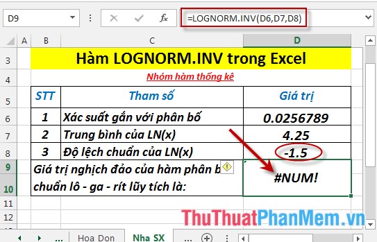 LOGNORM.INV function - The function returns the inverse of the logarithmic distribution of x in Excel Picture 6