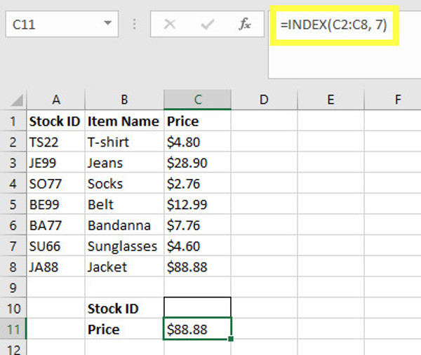 Look up data in Excel tables: Replace VLOOKUP with INDEX and MATCH Picture 3