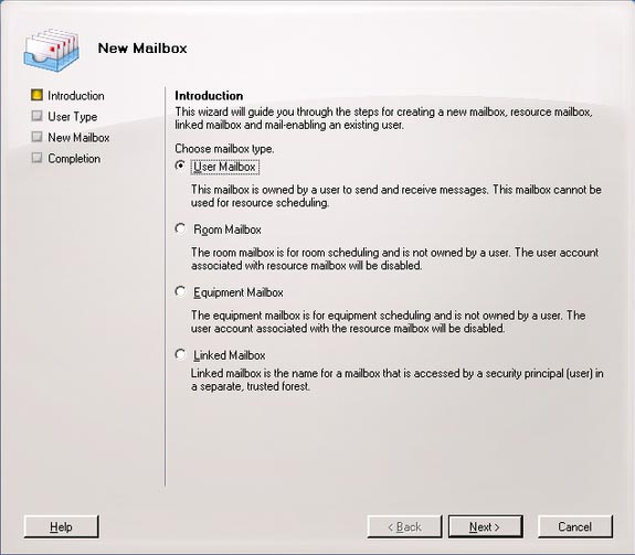 Manage mailboxes in Exchange Server 2007 Picture 2