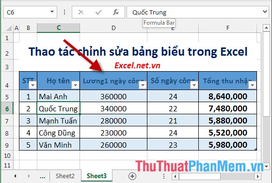 Manipulating tables editing in Excel Picture 13