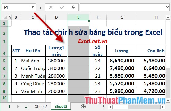 Manipulating tables editing in Excel Picture 3