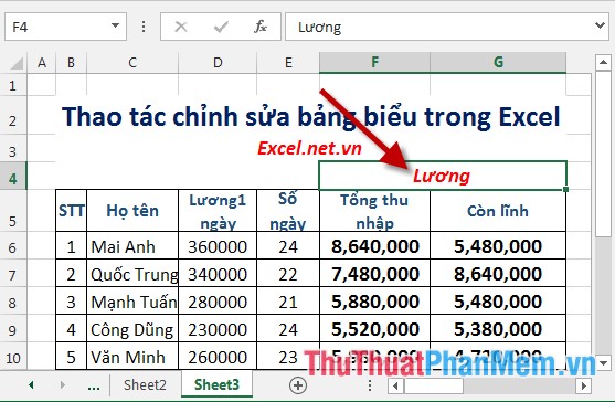 Manipulating tables editing in Excel Picture 8