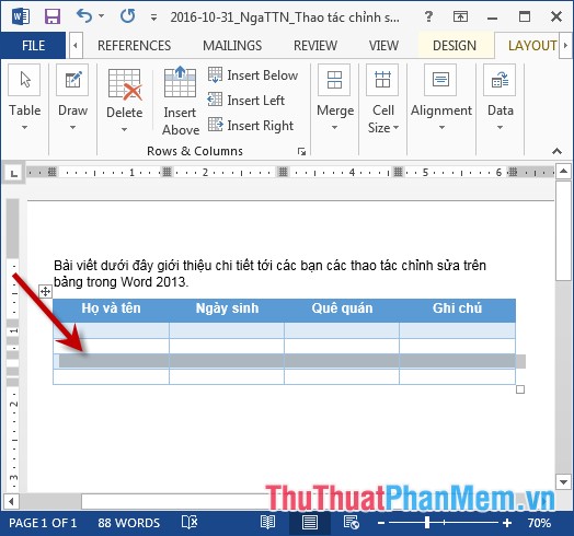 Manipulation editing on a table in Word Picture 4